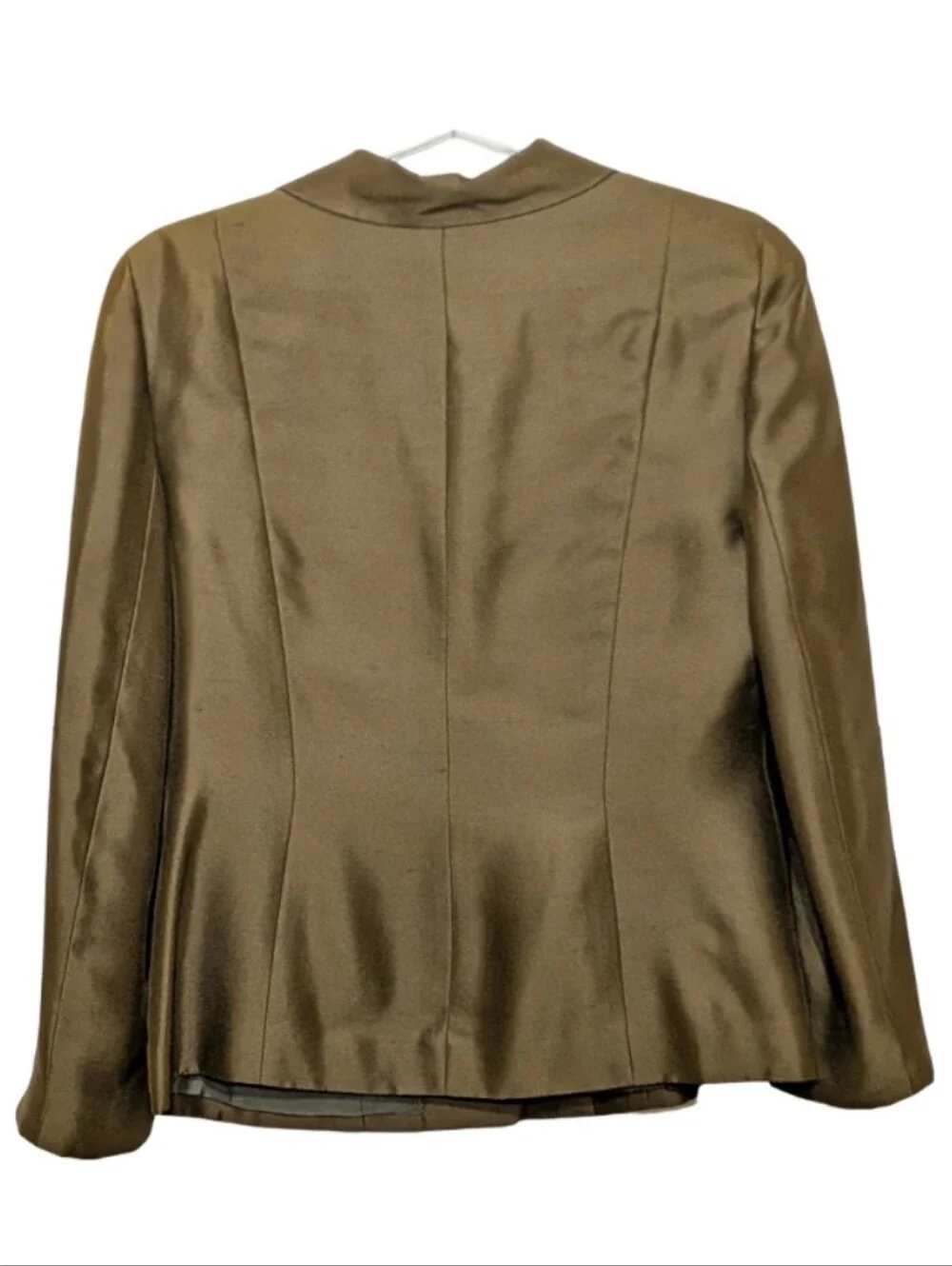 Ann Taylor | Olive Green Women's Tailored Button-Front Blazer | Jacket | Silk